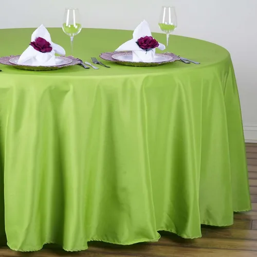 Miniatura 2 de Efavormart - Mantel redondo de poliéster de 108 pulgadas, 108 pulgadas, para bodas, fiestas, banquetes, restaurantes, color verde manzana