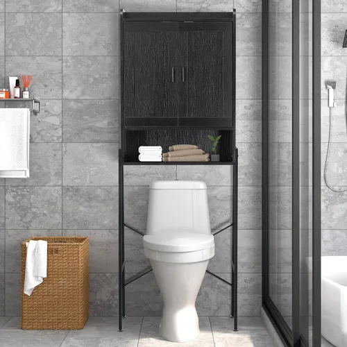 Miniatura 6 de apexnova Gabinete de almacenamiento sobre el inodoro, estante organizador de baño de madera que ahorra espacio sobre el inodoro con puerta doble