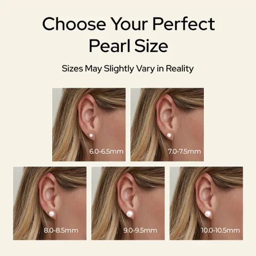 Miniatura 3 de THE PEARL SOURCE Round White Freshwater Real Pearl Earrings for Women - 14k Gold Stud Earrings Hypoallergenic Earrings with Genuine Cultured Pearls