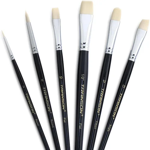 Transon Juego de 6 pinceles para pintura artística, cerdas flexibles para acuarela, acrílico, gouache, óleo, cuero, lona y pintura facial