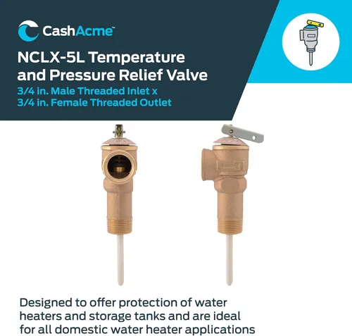 Miniatura 2 de Cash Acme Válvula de alivio de temperatura y presión NCLX-5L de 3/4 pulgadas, empuje para conectar accesorios de plomería de latón, cobre, tubo