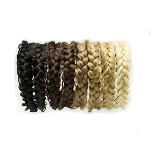 Miniatura 3 de RPZL (Rubio caramelo 8/14) Diademas trenzadas de cabello sintético – Diadema trenzada ligera y antideslizante – Dos hebras de 4 pulgadas de ancho