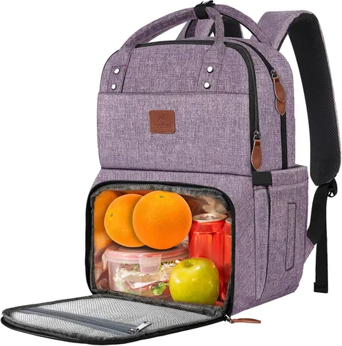 Miniatura 8 de MATEIN - Mochila para mujer con fiambrera, mochila de 17 pulgadas con compartimento refrigerado para contenedores de almuerzo, mochila grande