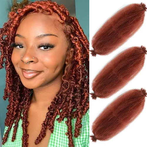 Miniatura 60 de Cabello afro elástico y trenzado de 30 pulgadas 2 paquetes, cabello preesponjado y trenzado elástico pre-estirado para extensiones de cabello suave