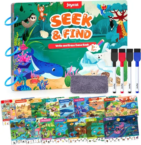 Miniatura 9 de JoyCat Actividades de Aprendizaje Preescolar 48 Páginas Reutilizables, Práctica de Escritura a Mano para Niños Pequeños, Libros de Trabajo