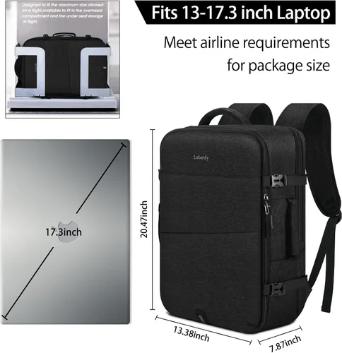 Miniatura 3 de Mochila de viaje para hombres y mujeres, 17 pulgadas, aprobada para vuelos, mochila de transporte impermeable grande de 40 L, mochila para negocios