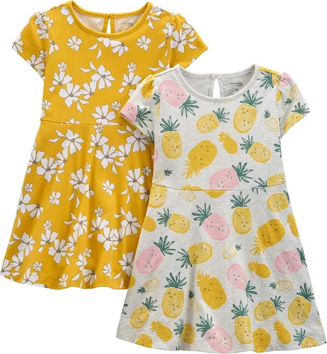 Miniatura 12 de Simple Joys by Carter's - Conjunto de vestido de manga corta y sin mangas para niña, paquete de 2