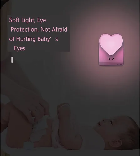 Miniatura 5 de Lindas luces nocturnas, luz nocturna en forma de corazón para guardería con sensores de luz, sensor automático de anochecer a amanecer, suave blanco