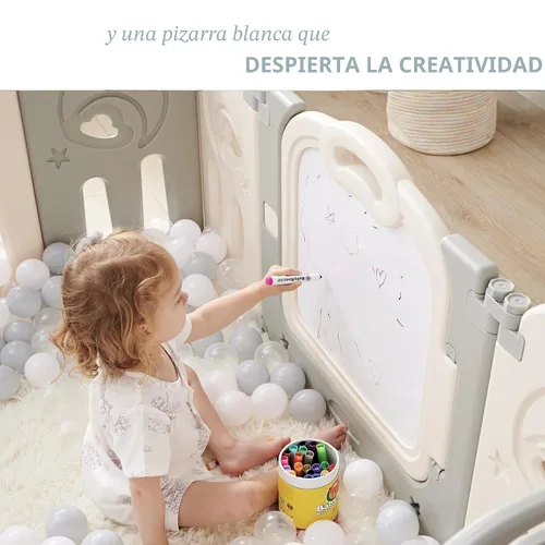 Miniatura 4 de Fortella - Corral de juegos plegable Cloud Castle, patio de juegos seguro para bebés con pizarra y pared de actividades, para interiores o Gris