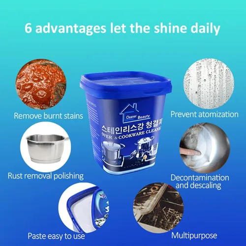 Miniatura 2 de TOKLYUIE Pasta de limpieza de acero inoxidable de 17.64 oz, potente pasta de limpieza de eliminación de óxido, limpiador de acero inoxidable de 200g