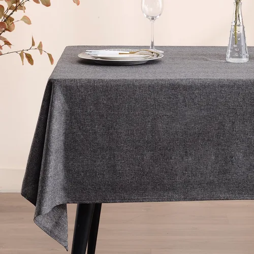 Miniatura 9 de Mantel rectangular de 55 x 95 pulgadas, impermeable, resistente a las manchas y a las arrugas, lavable, mantel de lino sintético resistente, mantel