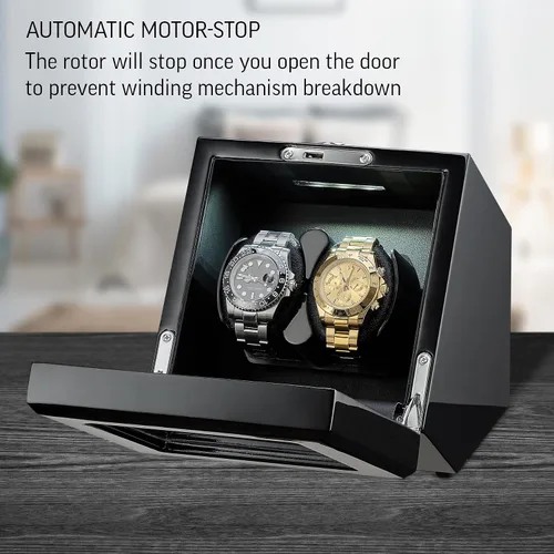 Miniatura 2 de TIMECUBE Enrollador de reloj doble con luz LED, 15 modos de bobinado y opción automática de parada de motor