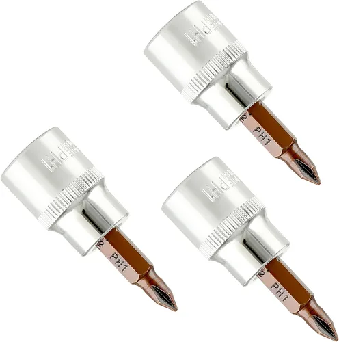 1/4" Drive PH1 (#1) Phillips Broca, puntas de destornillador de acero S2, zócalo CR-V tratado térmicamente de 1.46 pulgadas de longitud, 3 unidades