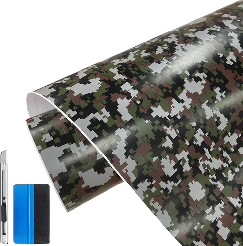 Miniatura 21 de LZLRUN Rollo de Película de Vinilo Adhesivo de Camuflaje para Automóvil Camuflaje Nieve Ártica Calcomanía Adhesiva para Consola de Automóvil