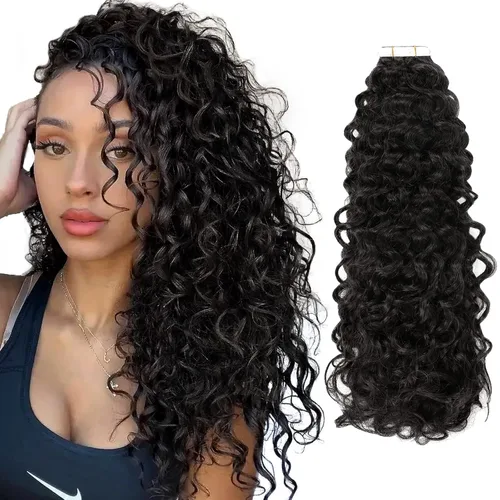 Miniatura 13 de Lacer Extensiones de cabello humano con punta en I, extensiones de cabello humano rizado lacio color negro natural, 1B de 12 pulgadas, extensiones