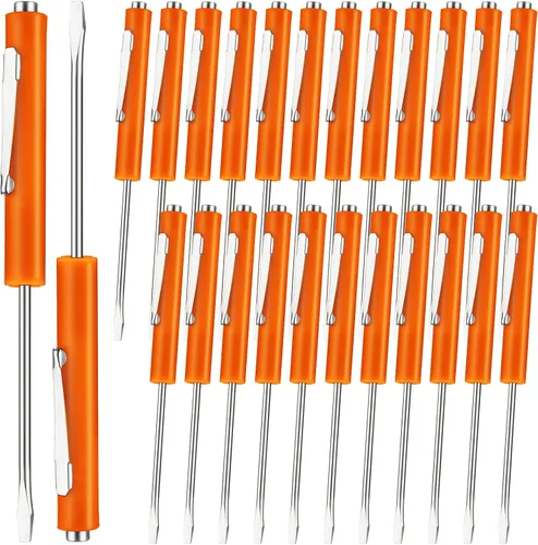 Miniatura 12 de Honoson 10 Piezas de Destornillador de Bolsillo Mini con Puntas y Clips de Bolsillo Magnéticos, Ranurados, Pequeños con Hoja de Cuchilla Única