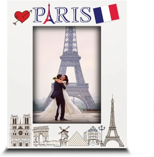 Miniatura 9 de BELLA BUSTA -Marco de fotos de París-boda, luna de miel, vacaciones en París- Torre Eiffel con impresión UV, juego de diseño de símbolos de París