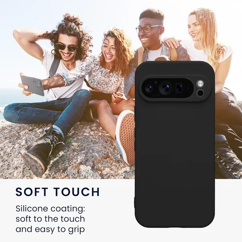 Miniatura 4 de kwmobile Funda compatible con Google Pixel 9 Pro - Funda protectora delgada de TPU para teléfono - Acabado mate suave - Negro mate