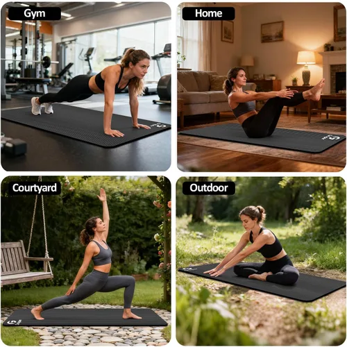 Miniatura 7 de Gruper Esterilla de yoga antideslizante NBR extra gruesa, 72 pulgadas de largo x 32 pulgadas/24 pulgadas de ancho x 0.6 pulgadas de grosor
