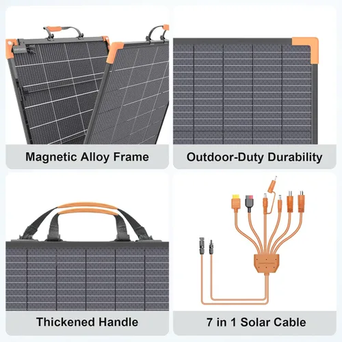 Miniatura 7 de Panel solar portátil bifacial de 200 vatios, cargador solar plegable de 20 V para estación de energía, IP68 impermeable, 23.5% de alta eficiencia