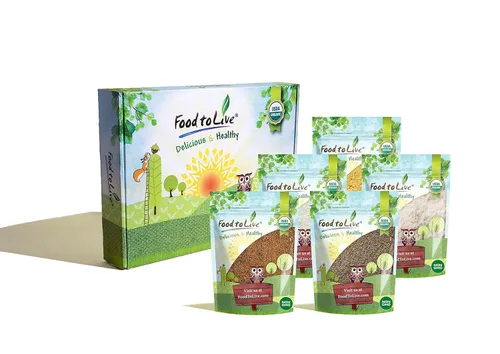 Food to Live - Ingredientes orgánicos para hornear en una caja de regalo. Un paquete variado de harina de coco orgánica, harina de chía, azúcar de
