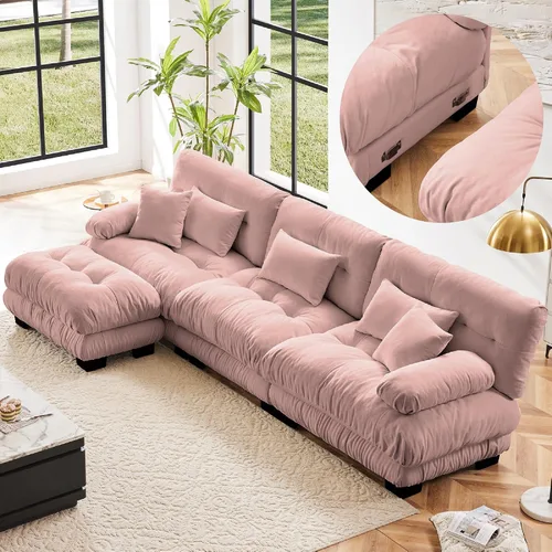 Miniatura 17 de KEIKI Sofá modular de 94 pulgadas con 4 almohadas, cómodo juego de sofá biplaza Cloud para sofá de asiento profundo suave y profundo, sofá biplaza