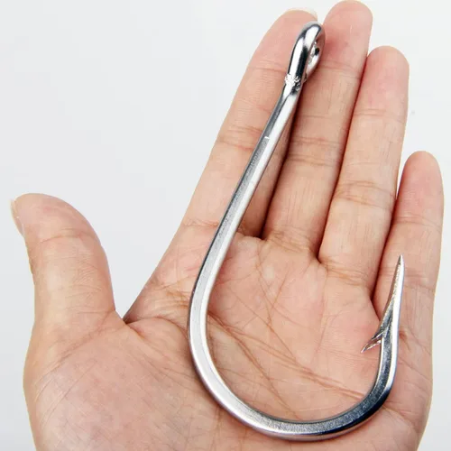 Miniatura 5 de Anzuelos de pesca de agua salada, ganchos de tiburón gigantes grandes, 7691 anzuelos de pesca de atún de acero inoxidable, cocodrilo forjado