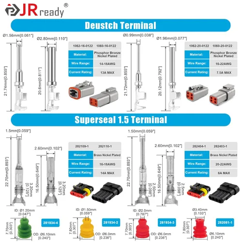 Miniatura 4 de JRready ST6529 610Pcs Kit de Conectores de Pin Deutsch 16# 20# Molex .093”.062” Mini-fit Jr. Micro-fit Superseal 1.5 Pines de Conector Terminal