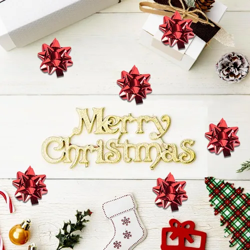 Miniatura 6 de Iceyyyy 100 mini lazos, lazos de regalo de estrella metálica roja de 1 pulgada, pequeños lazos adhesivos para decoración de fiestas de Navidad