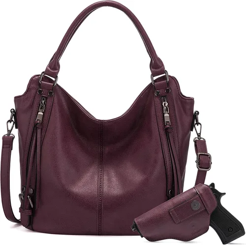 Bolso de mano oculto para mujer, bandolera de cuero, bolso grande con funda desmontable, Bolso Hobo oculto
