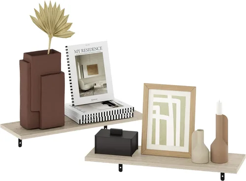 Miniatura 10 de Furinno Rossi - Estantería flotante de pared entrelazada, 4 unidades, color espresso