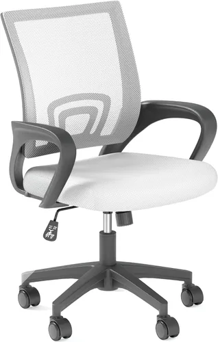 Miniatura 11 de OS MOTOR Silla de oficina en casa, silla de escritorio ergonómica de malla con respaldo medio con soporte lumbar, diseño giratorio ajustable, cómodo
