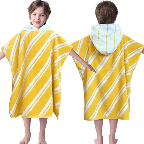 Miniatura 10 de VOOVA & MOVAS Poncho de Toalla de Baño Gruesa con Capucha para Niños (4-8 Años) - Bata de Toalla de Natación de Algodón Turco Suave y Absorbente