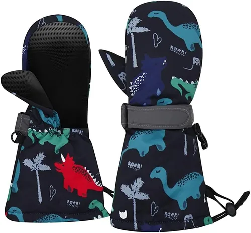 Miniatura 12 de Duoyeree Guantes impermeables para niños y niñas, con forro polar, para invierno, nieve, esquí, aislamiento grueso para clima frío