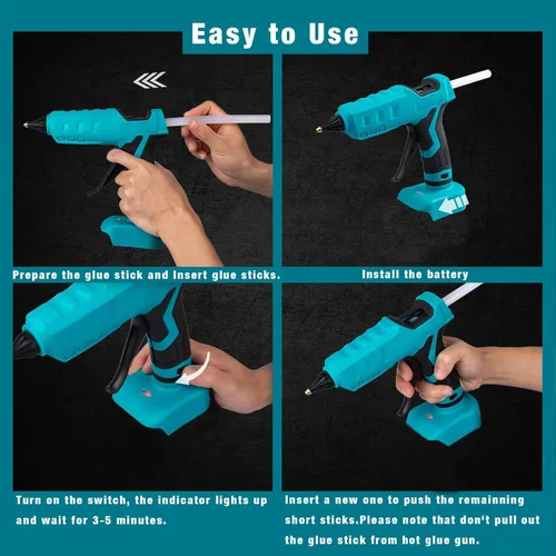 Miniatura 4 de Pistola de pegamento caliente inalámbrica compatible con batería Makita de 18 V, pistola de pegamento eléctrica de mano Mellif tamaño completo