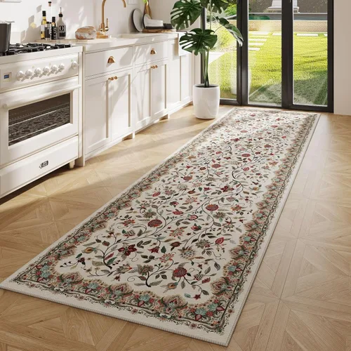 Miniatura 82 de Rugcomf Alfombras Vintage Paisley para Sala de Estar 5' x 7' - Alfombra de Área Lavable a Máquina, Alfombra Floral Antideslizante de Pelo Bajo