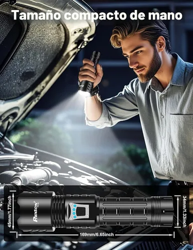 Miniatura 6 de PHIXTON Linternas Recargables de Alto Lumen 10000 Súper Brillantes de Largo Alcance 3280 Pies, Larga Duración 15H Potente USB C LED Linterna Fuerte