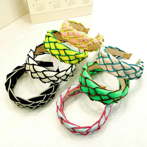 Miniatura 4 de Diadema con joyas anudadas para mujer, adorno de cristal, banda para el pelo mixta, accesorios de nailon para el cabello para niñas (negro)