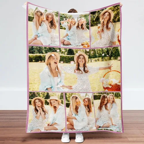 Manta personalizada con fotos, manta de fotos personalizada, mantas personalizadas para parejas, regalos para cumpleaños, Navidad, aniversario, 7