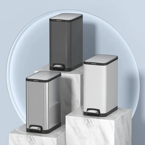 Miniatura 8 de Mbillion Cubo de basura con forro de 35 litros/9.3 galones, tapa de mariposa, abierto, cierre silencioso, rectangular, de acero inoxidable