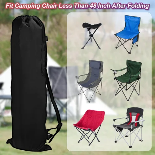 Miniatura 6 de PATIKIL Bolsa de repuesto para silla de campamento de 48 pulgadas, 1 paquete de bolsa plegable para silla de campamento 900D Oxford bolsa de Negro