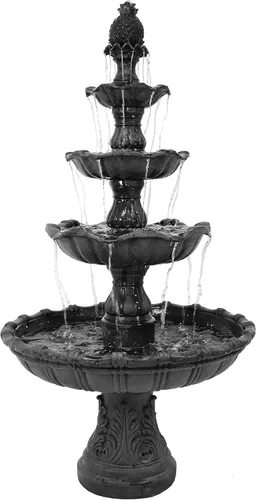 Sunnydaze Grand Courtyard - Fuente de agua grande para exteriores de 4 niveles, fuente de 80 pulgadas de alto, fuente eléctrica escalonada de agua