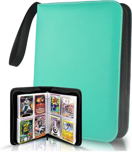 Miniatura 15 de Carpeta de 900 tarjetas en color azul teja con 9 bolsillos, material de PU duradero e impermeable, libre de ácidos, adecuada para todas las tamaños