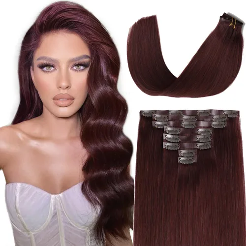 Miniatura 63 de Lacer Hair Glam - Extensiones de cabello humano con clip, sin costuras, color negro hueso, 4.33 oz, 7 unidades, 20 pulgadas, con clip de trama