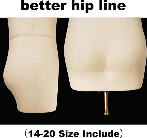 Miniatura 4 de Maniquí de costura femenino, talla 14, forma de vestido profesional para exhibición y diseño de sastre, cuerpo de espuma de maniquí de costura