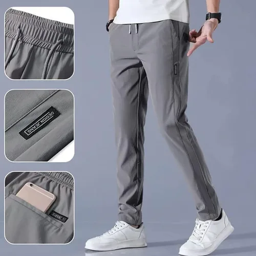 Miniatura 5 de Pantalones elásticos de secado rápido para hombre, de seda de hielo, transpirables, de secado rápido, pantalones de trabajo de pesca, para correr