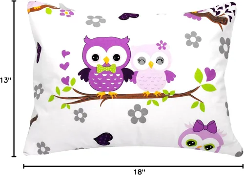 Miniatura 7 de Funda de almohada de 13 x 18 pulgadas, diseño de búho, funda de almohada de algodón para niños, funda de almohada de viaje de animales del bosque