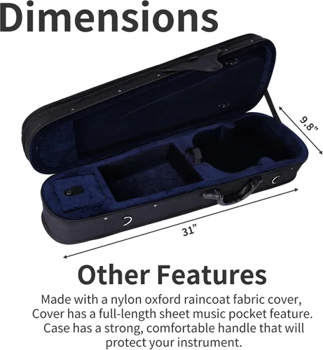 Miniatura 8 de Estuche básico, profesional, rígido, liviano, con forma triangular, para violín, de la marca ADM , Talla full