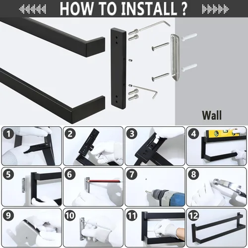 Miniatura 8 de Alise Barras de Toalla Dobles de 16 Pulgadas para Montaje en Pared de Baño, Toallero de Baño con Dobles Barras de Toalla para Lavabo de Baño, Barra