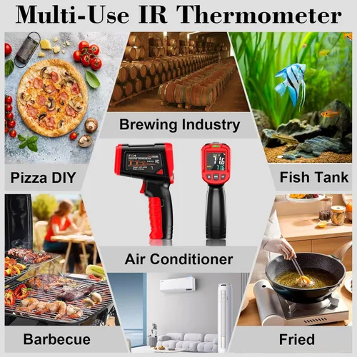 Miniatura 4 de FKM Pistola de Termómetro de Infrarrojos, Pistola de Termómetro Láser sin Contacto para Industrial, HVAC, Motor, Cocina, Termómetro de Temperatura